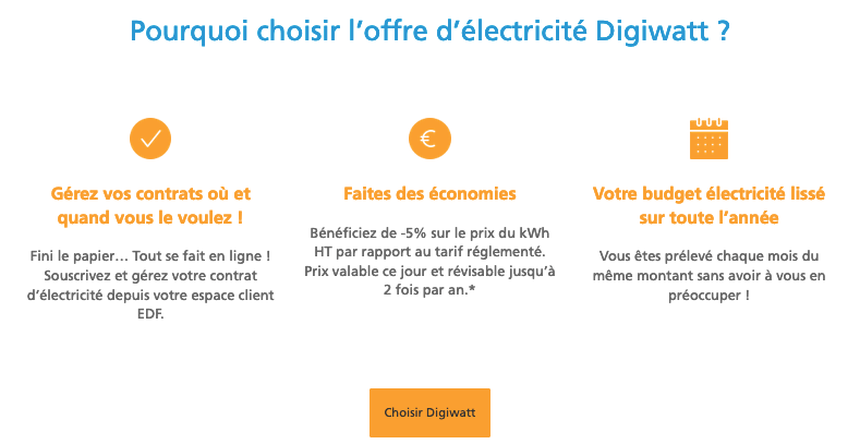 EDF et l'offre électrique Digiwatt L'offre Digiwatt d'EDF pour un contrat électricité