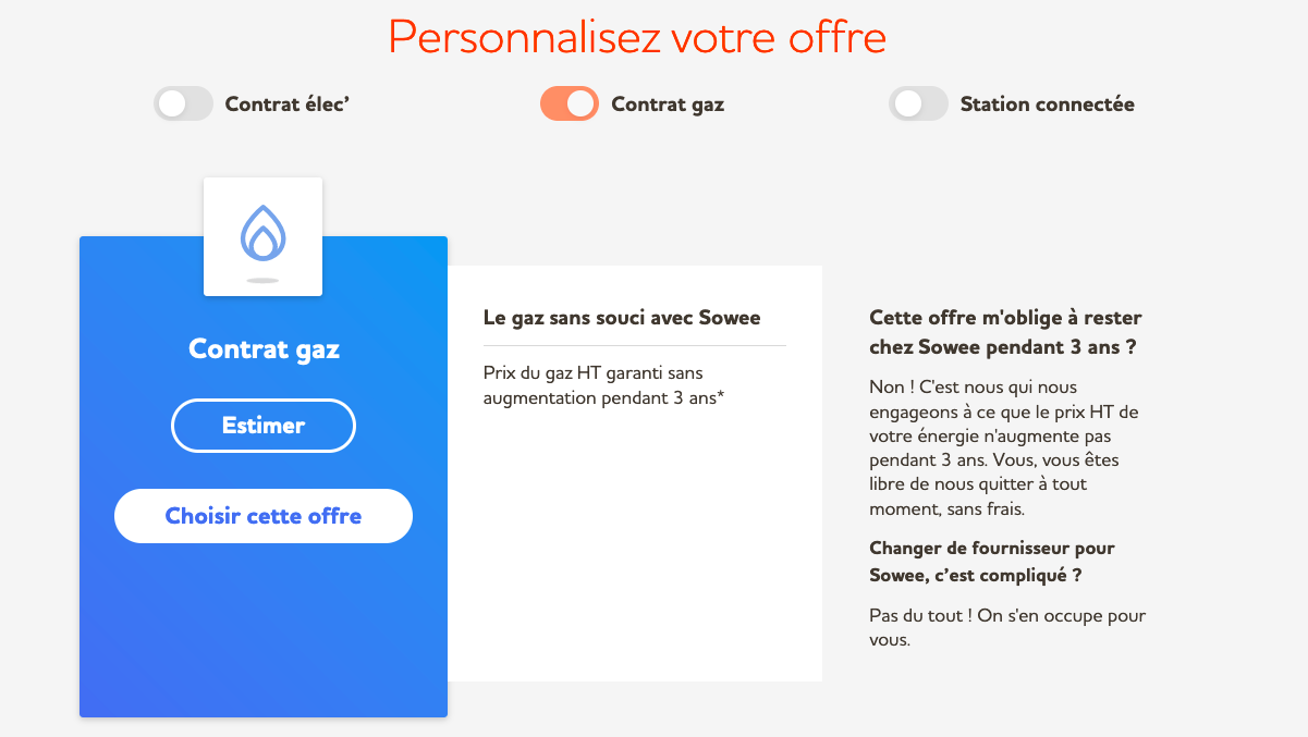 Contrat gaz Sowee tarif bloqué Contrat gaz Sowee