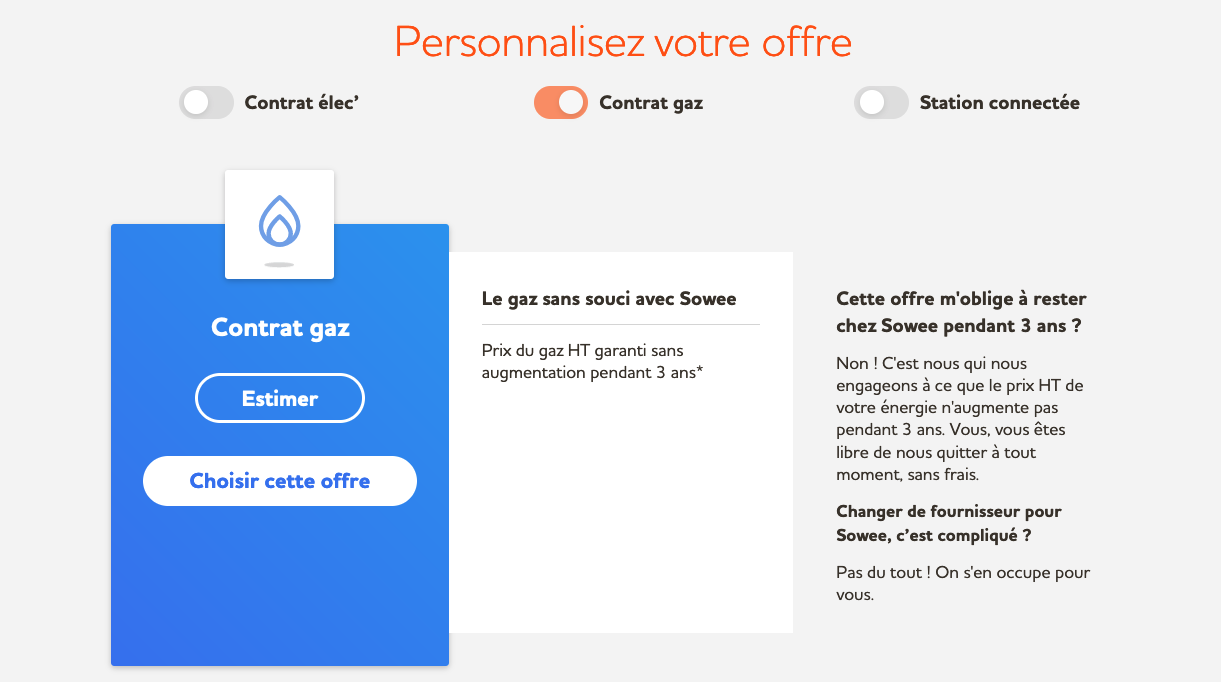Contrat de gaz Sowee Meilleurs contrats de gaz Sowee
