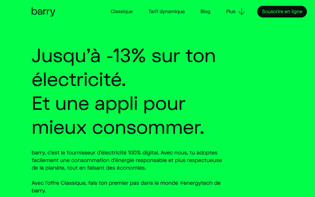 Barry : une offre classique d'électricité L'offre classique Barry