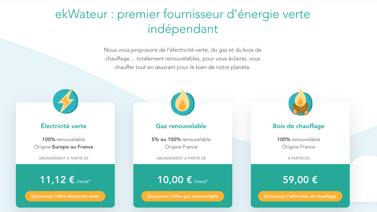 Le gaz vert d'EkWater est disponible à un prix abordable ekWater propose du gaz naturel et du gaz vert