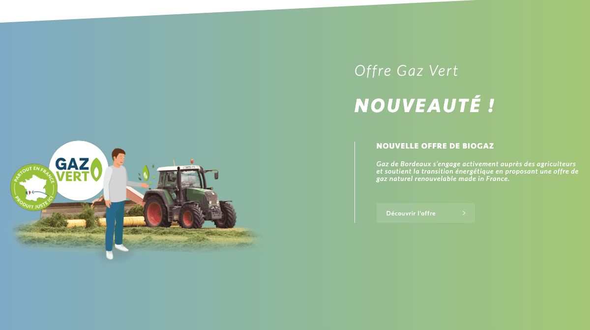Biogaz Gaz de Bordeaux Gaz de Bordeaux est un fournisseur de gaz vert