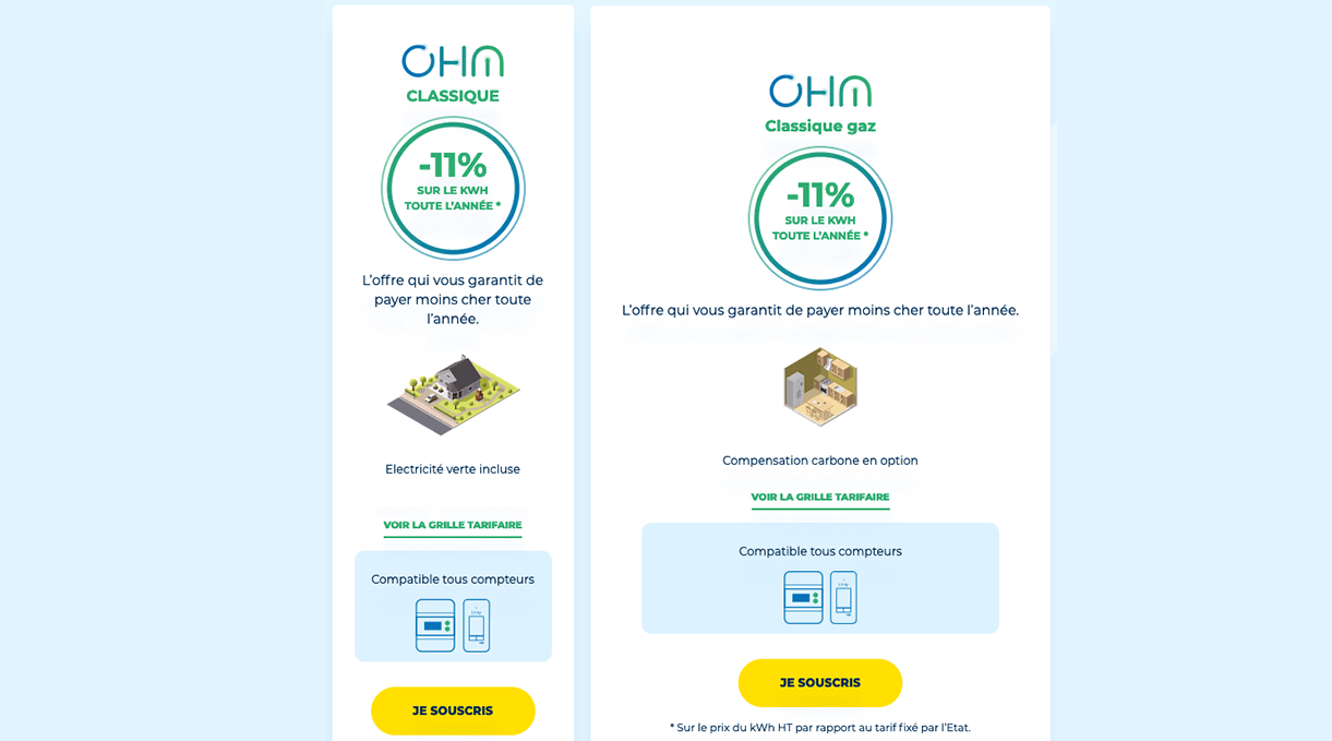 Contrat dual pas cher : Ohm Energie Offre duale Ohm Energie