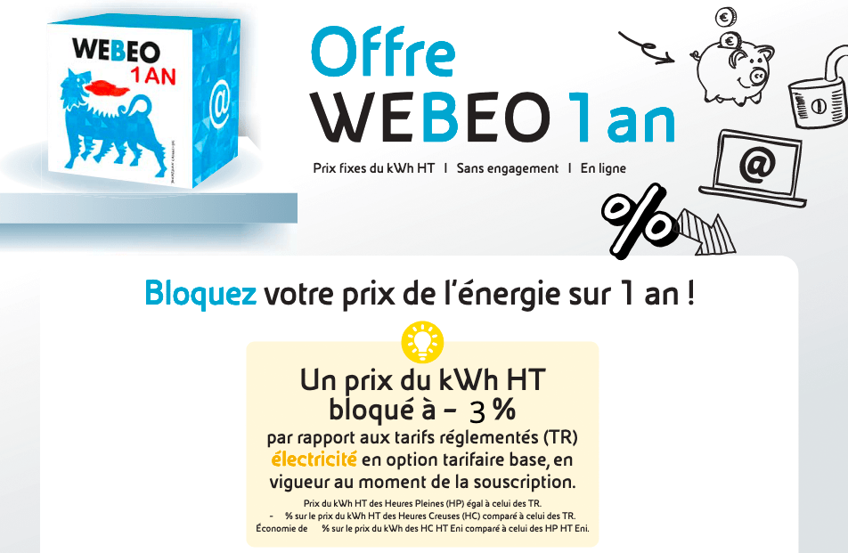 Électricité à prix fixe chez Eni contre l'augmentation des tarifs réglementés Contrat électricité prix fixe Eni