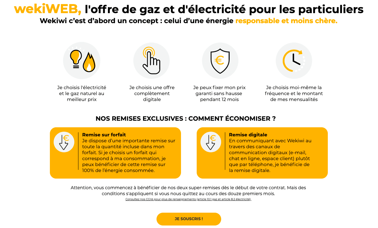 Contrats d'énergie électricité Wekiwi
