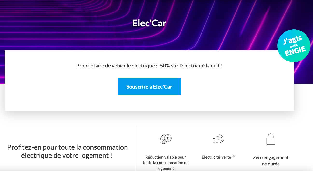 Contrat pour voitures électriques Engie