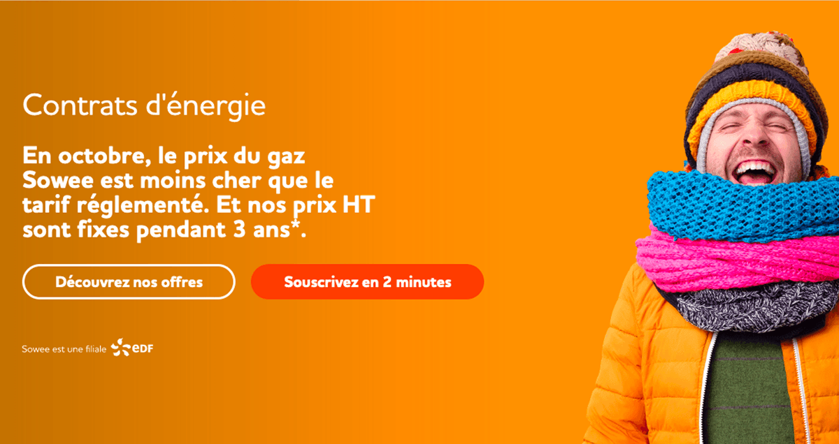Sowee met en avant un contratd e gaz pas cher à prix fixe
