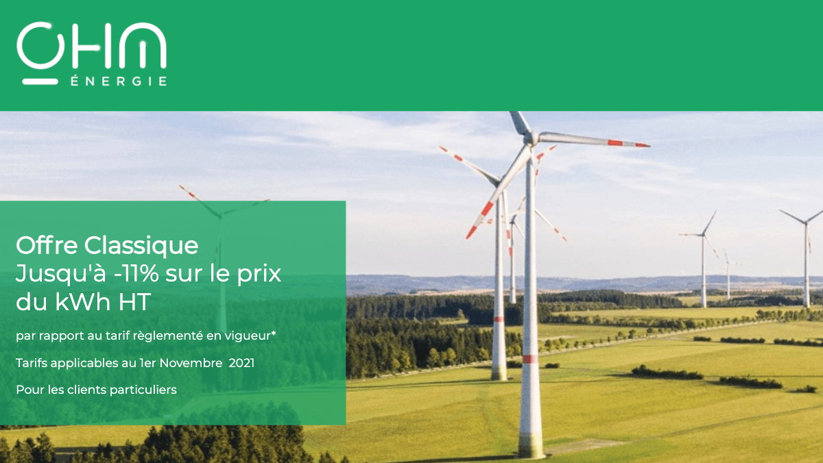 Contrat d'électricité verte Ohm Energie