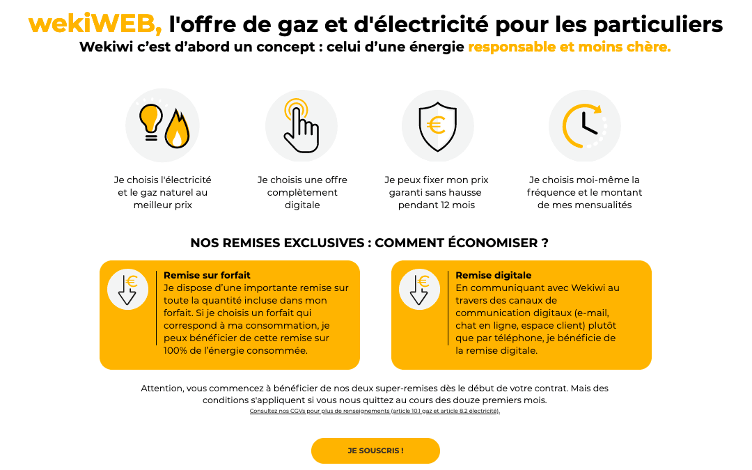 Le forfait gaz pas cher Wekiwi